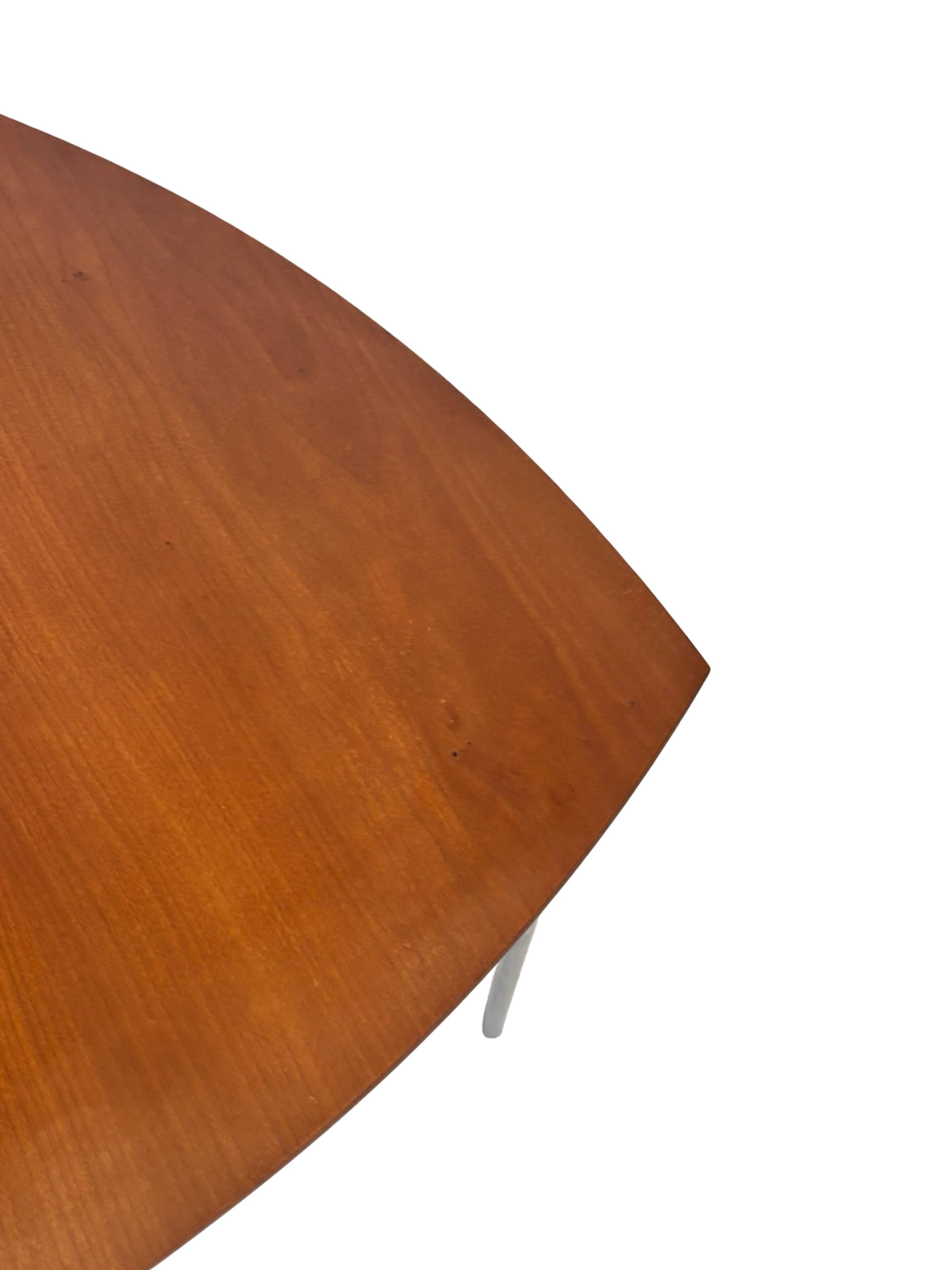 Vintage set of 3 wooden and metal side tables from the 1980s