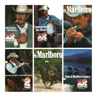 Ensemble de 6 affiches publicitaires Marlboro Cigarettes - pour téléchargement numérique