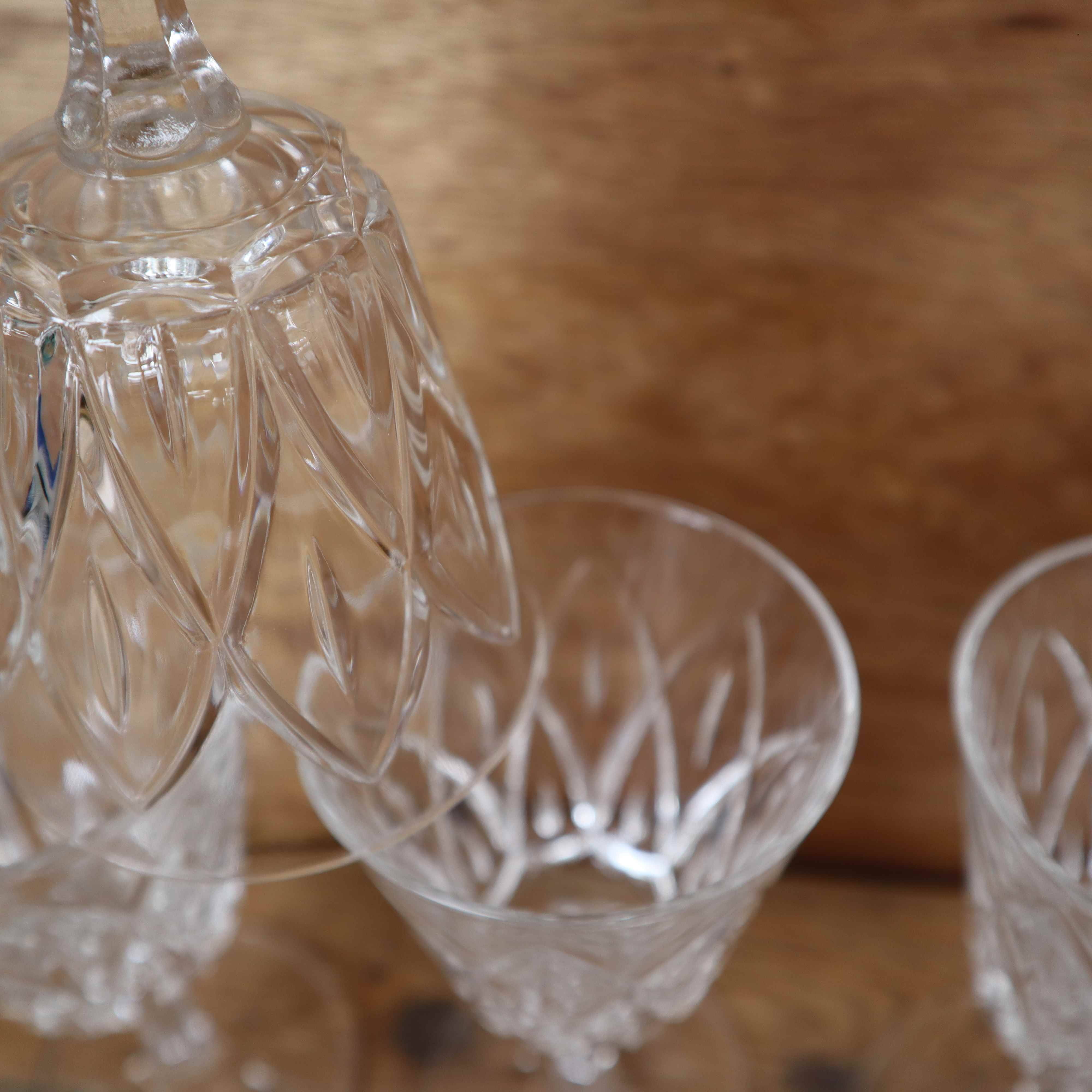 Set of 6 Arlequin red wine glasses in Reims crystal glass 1950