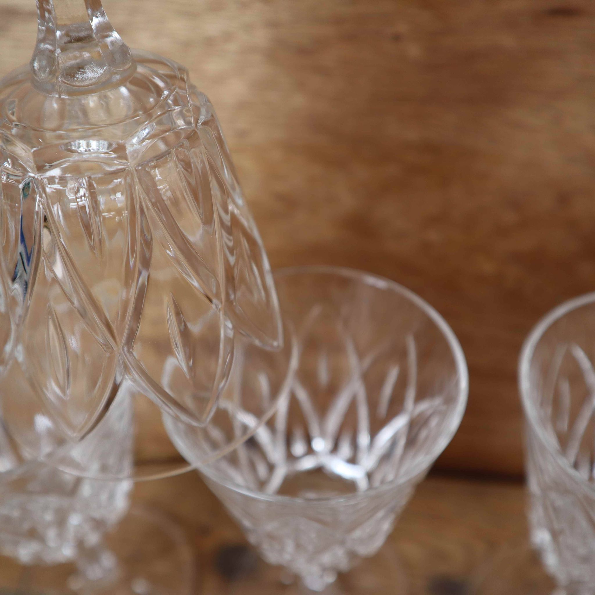 Set of 6 Arlequin red wine glasses in Reims crystal glass 1950