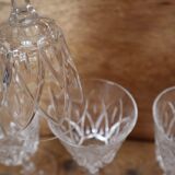 Set of 6 Arlequin red wine glasses in Reims crystal glass 1950