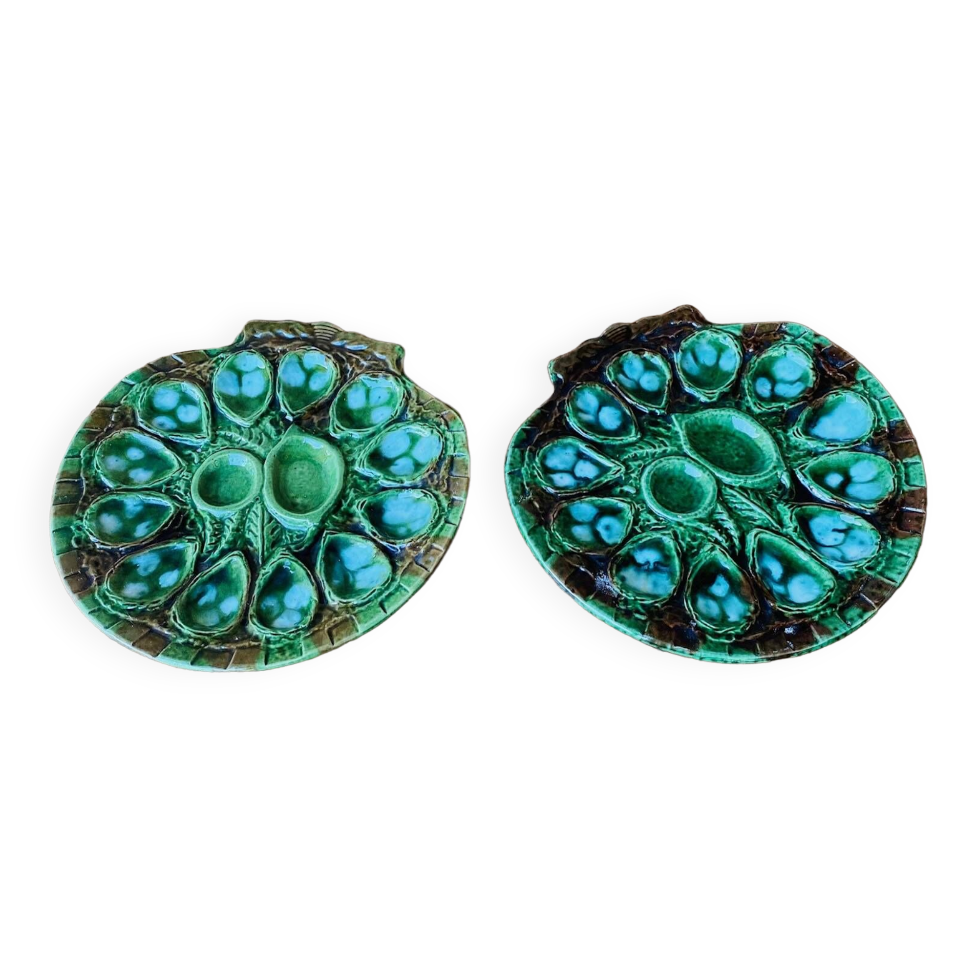 Ceramic oyster dishes signed Vallauris