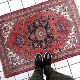 Tapis Hamadan vintage fait main en laine – 92 x 132 cm - 1C1040