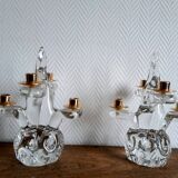 Paire de chandeliers cristal Schneider 1950