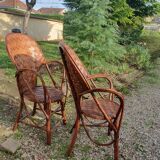 Paire de fauteuils en chataignier du limousin