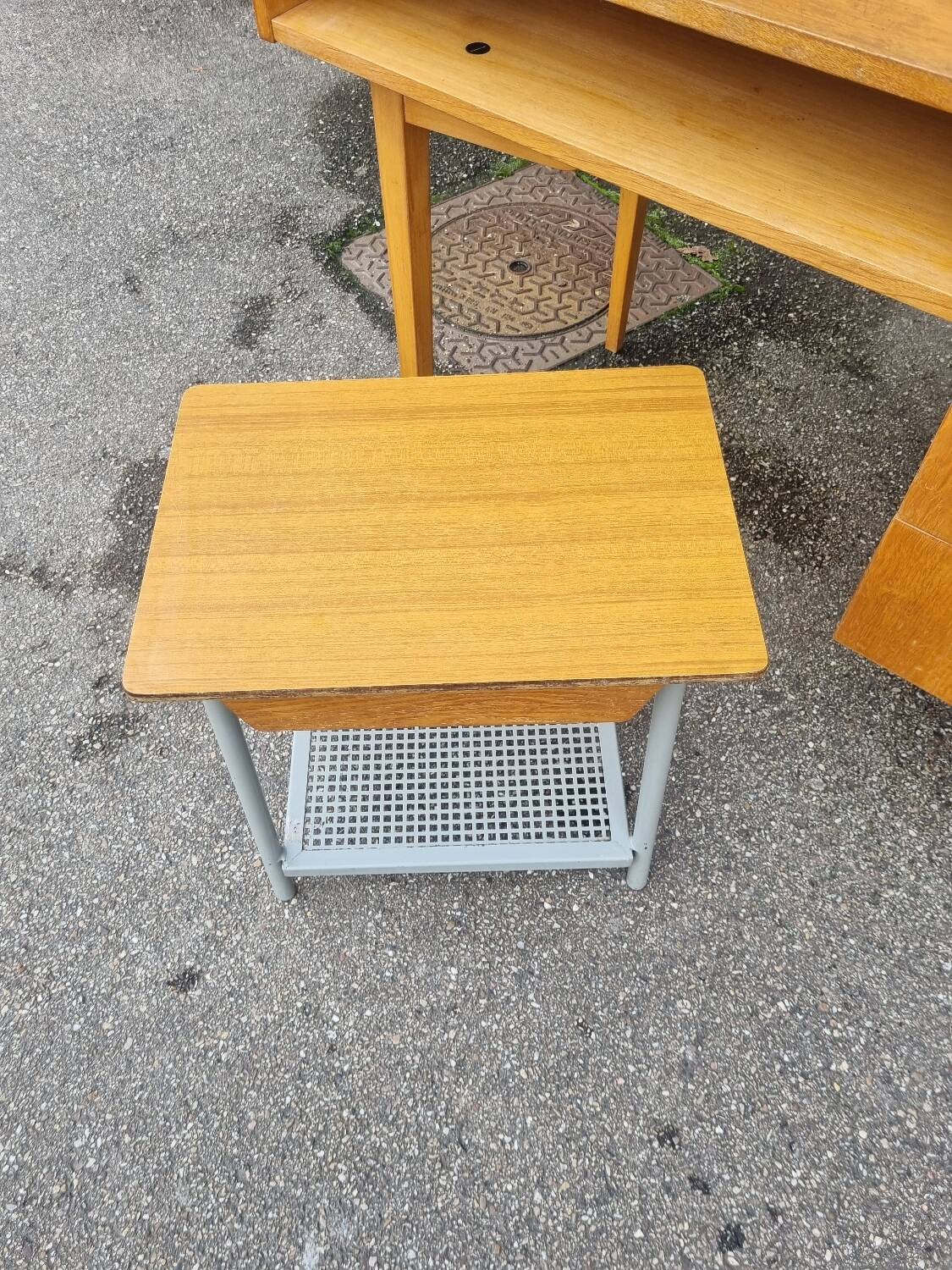 Antique Small Vintage Modernist Bedside Table