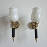 Pair of torch wall lights, 50-60