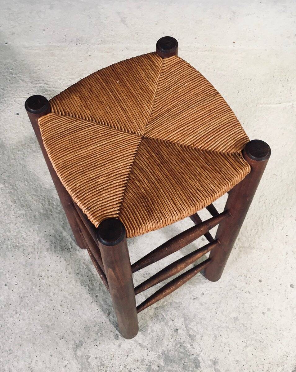 Brutalist bar stool by Charles Dudouyt, France, 1940s.