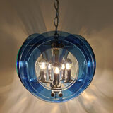 1970s gorgeous blue and green chandelier by veca. made in italy