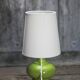 Green glass lamp with vintage shade, table lamp, lamp d