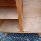 Vintage oak and rattan wardrobe