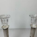 Pair of silver-plated metal candlesticks