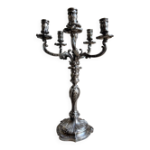 Flambeau, 6-light chandelier by Christofle in silver-plated metal, late 19th century.