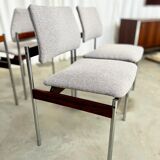 Set of 4 Thereca mid-century chairs in rosewood and chrome.