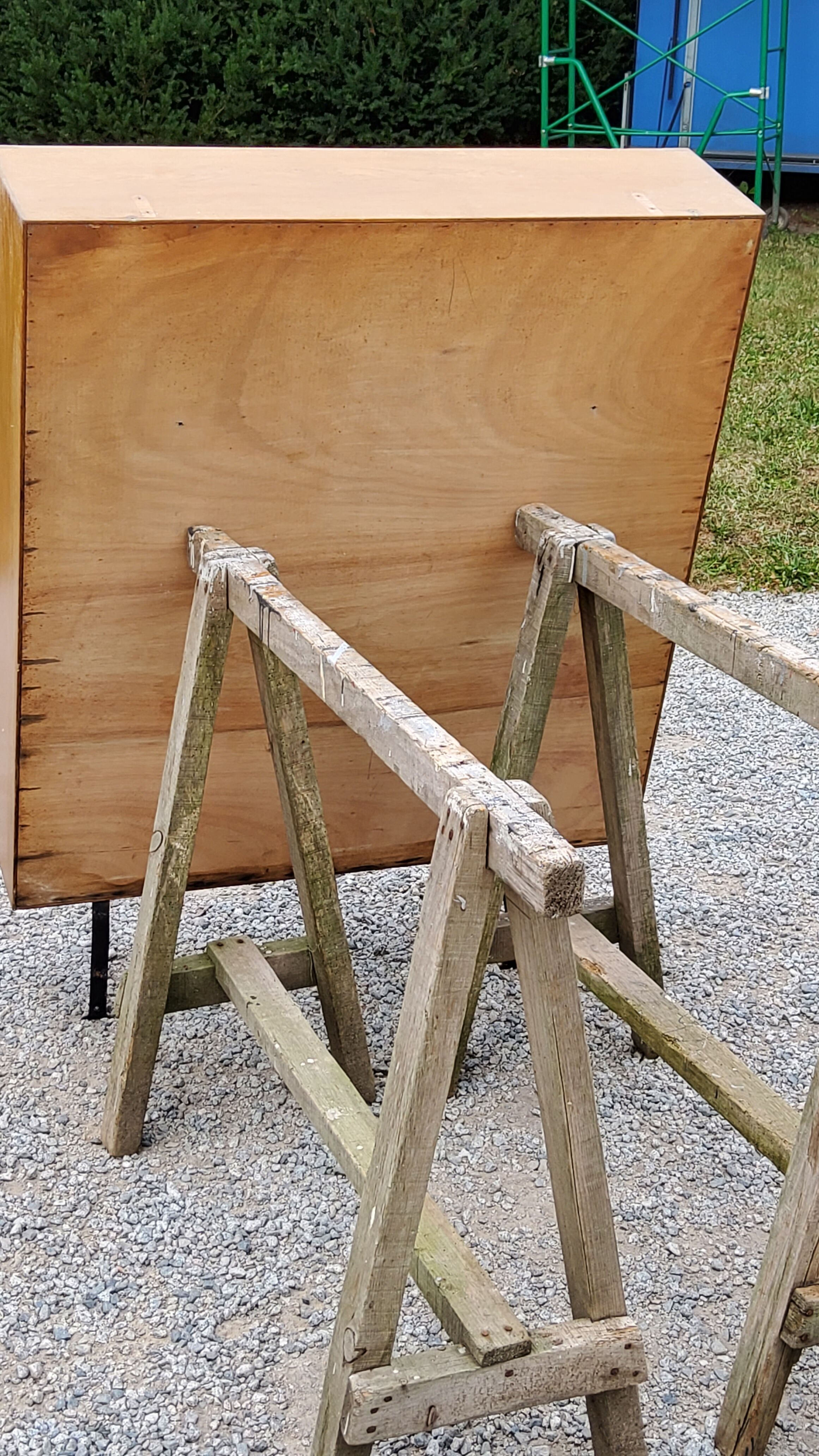 Wall display case from the 50s in solid blond oak
