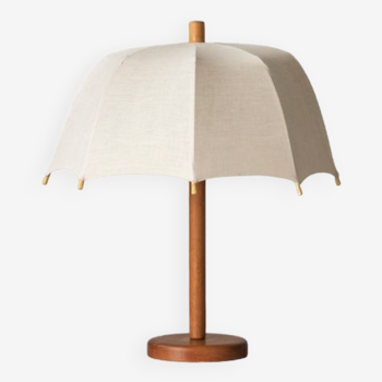 Lampe de table 'parapluie' avec une base en teck, design hollandais, années 1970