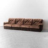 Canapé modulable 4 places en velours 1970 vintage modernisme