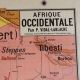 School map Afrique Occidentale au recto et Tunisie au verso Vidal Lablache