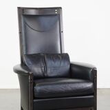 Fauteuil design en cuir noir de Giorgetti