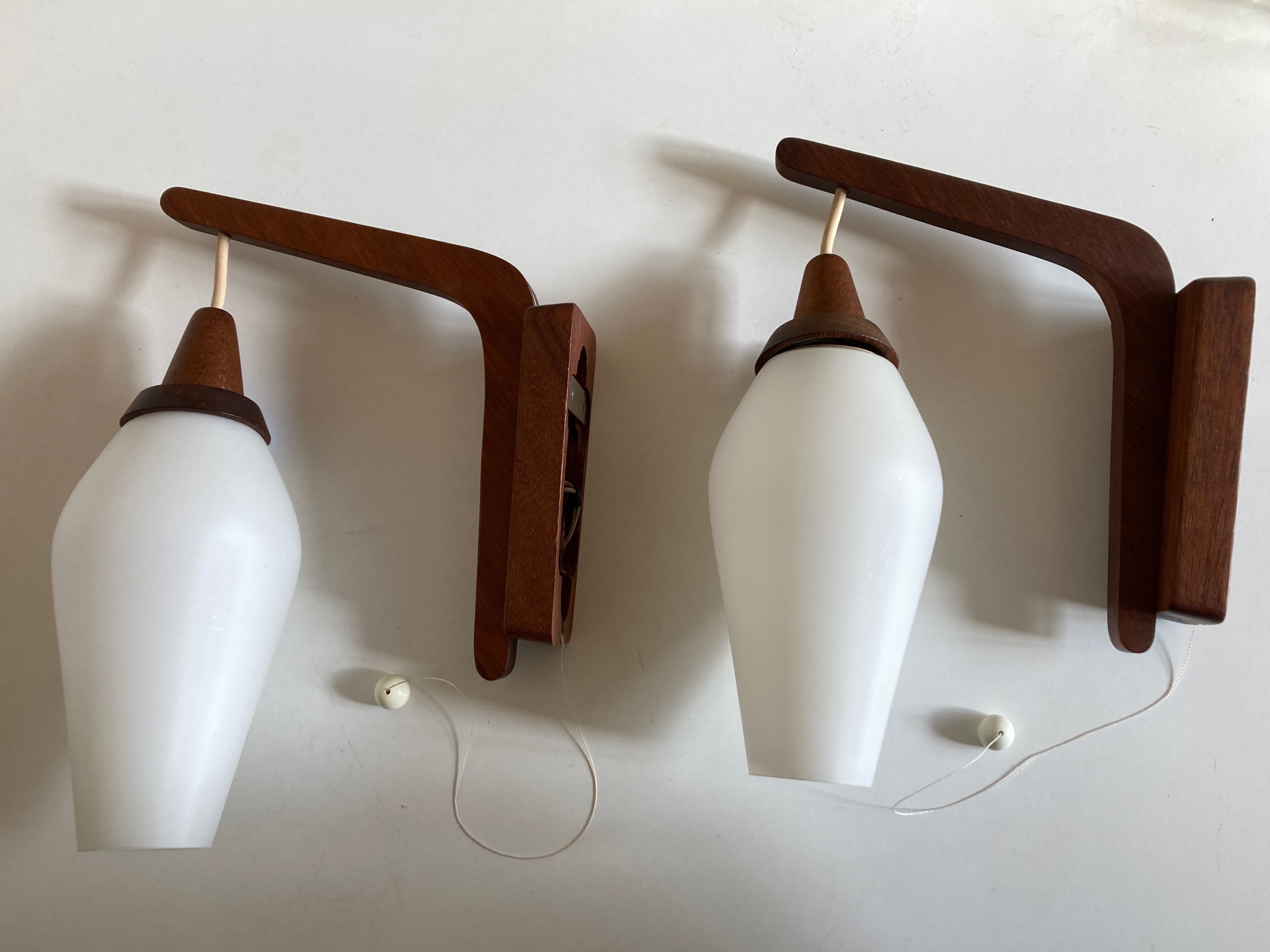 Pair of Scandinavian boomerang pendant lamps 1960