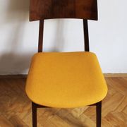 Vintage dining chair from the 1960s, Scandinavian style, wood and fabric.