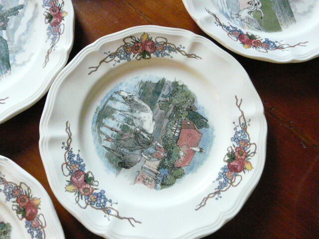 Dish and 12 plates Loux Obernai Sarreguemines Faience ancienne - Dessert service