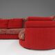 Modular Sofa in Red and Patterned Upholstery by Roche Bobois, France 1980s