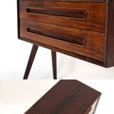 Pair Retro Vintage Danish Design Rosewood Bedside Tables Cabinets Drawers 1970s