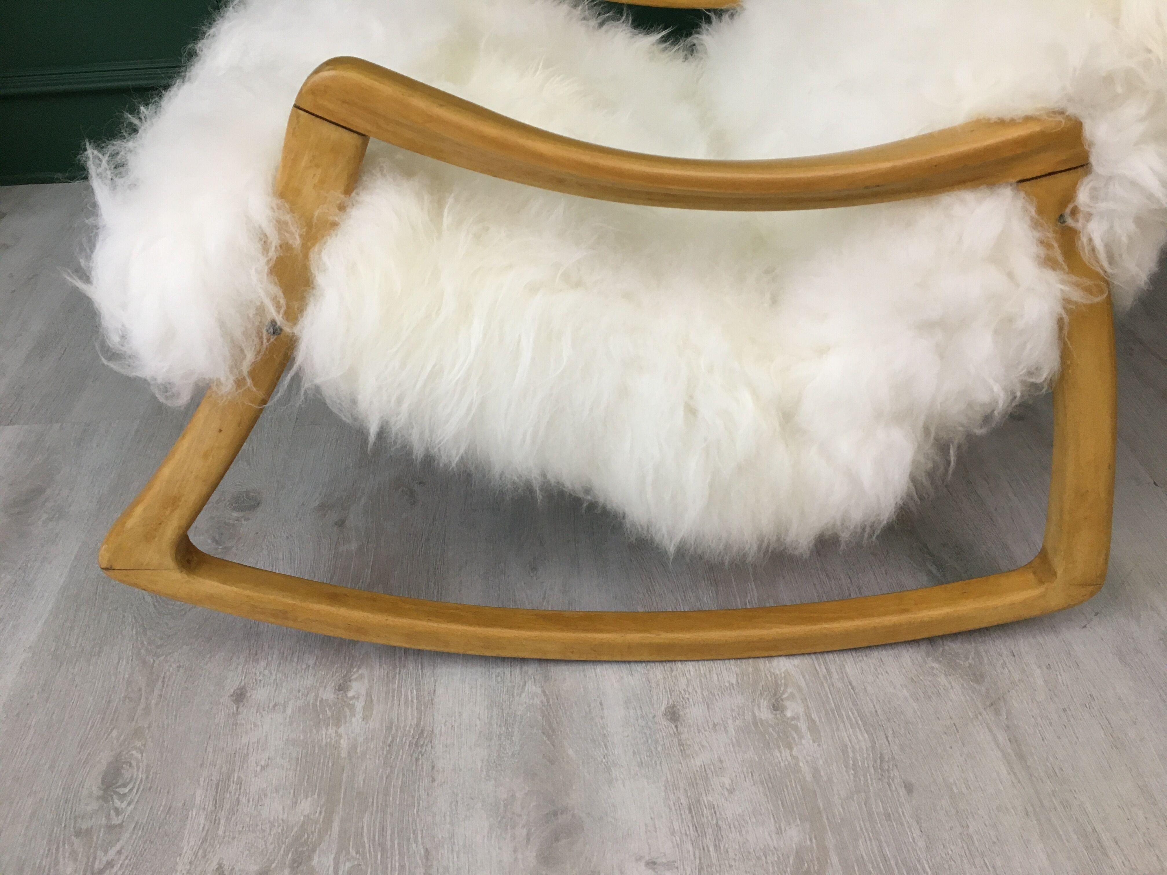 Vintage Sheepskin Fluffy Rocking Chair by Ton