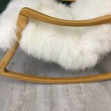 Vintage Sheepskin Fluffy Rocking Chair by Ton