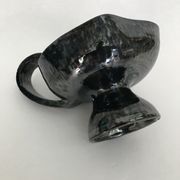 Black "hand- bougeoir with iridescents signed Fazio in Vallauris, circa 1950-1960