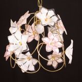 Charming Murano vintage chandelier white and pink flowers