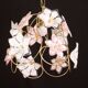 Charmant lustre vintage Murano fleurs blanches et roses