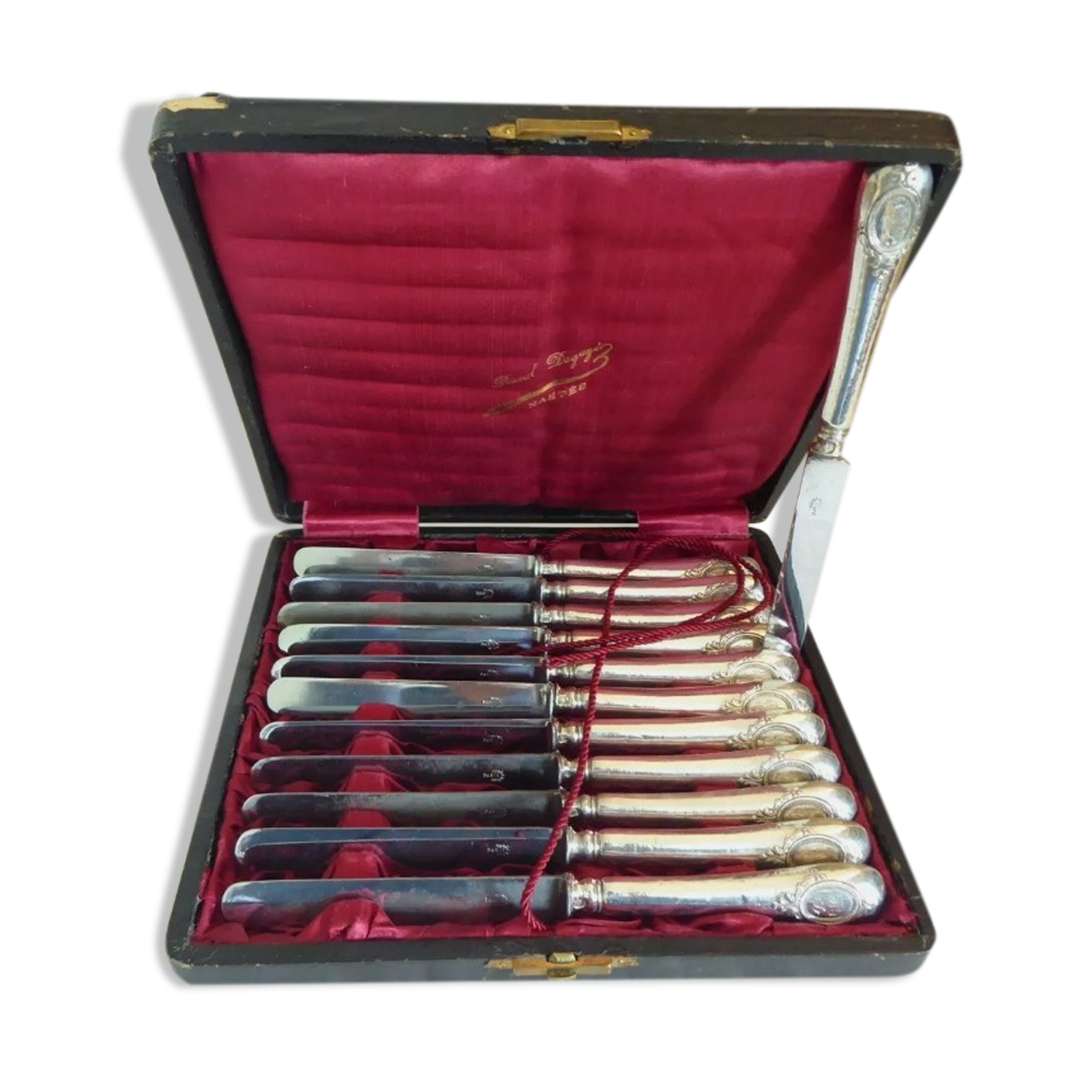 12 old filled silver handle knives