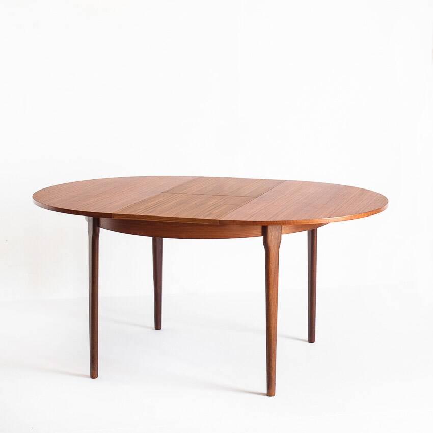 Vintage Scandinavian style table with central extension. Teak wood. France, 1960s