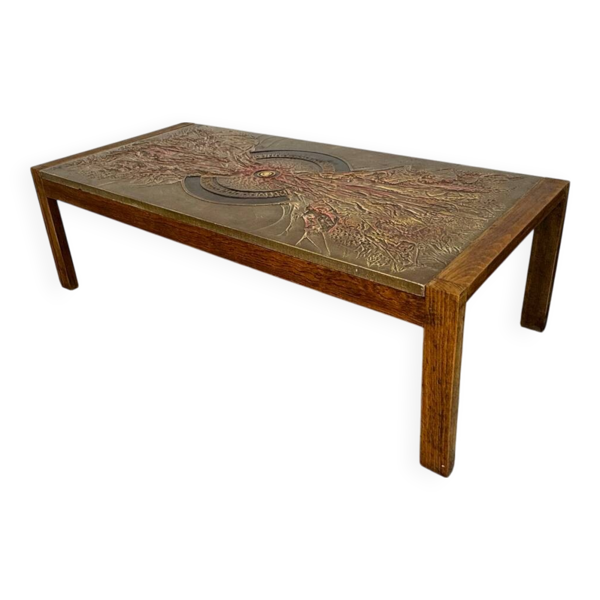 Table basse brutaliste vintage du milieu du siècle, style Régence, années 1960