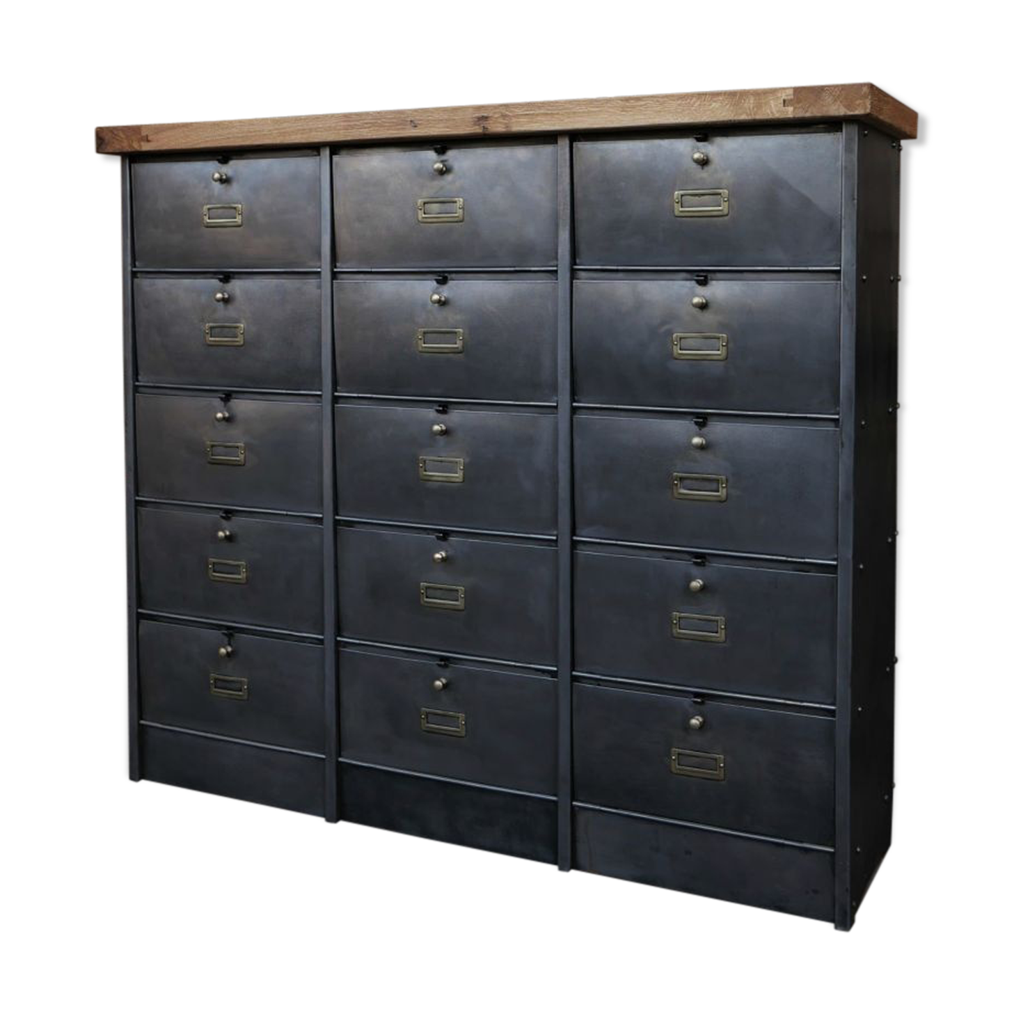 Furniture clamshell, Roneo 15 tray oak lockers
