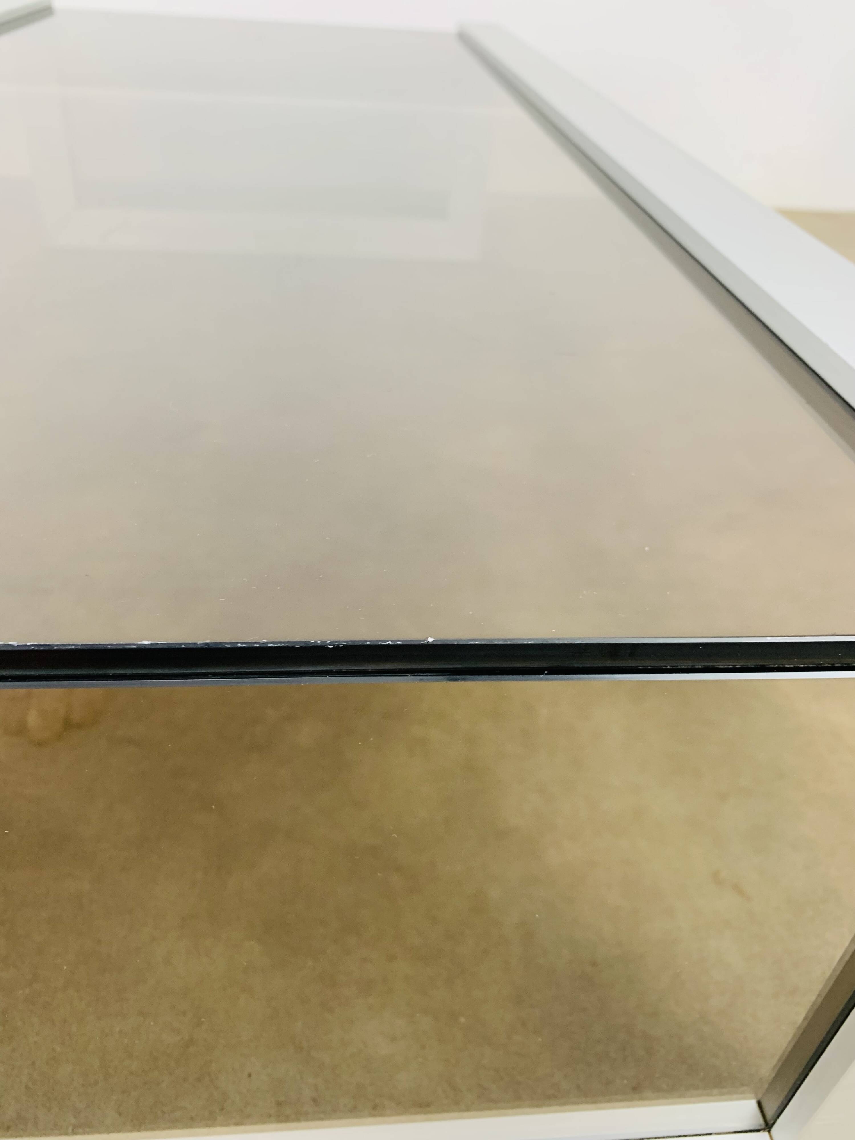 Aluminum and smoked glass coffee table, 1970s