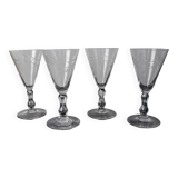 Set of 4 vintage engraved crystal port glasses 20th century