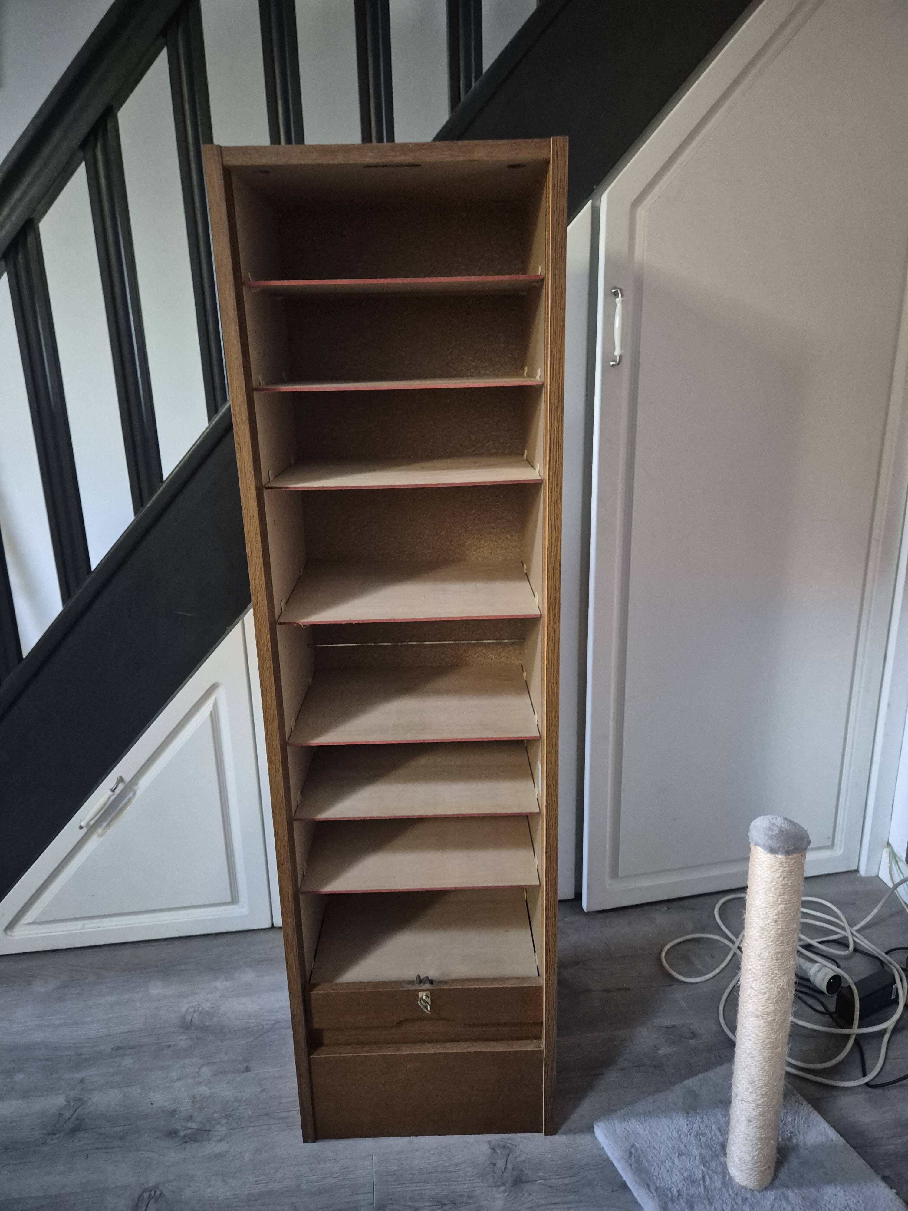 meuble rangement classeur bureau a rideau vintage marron