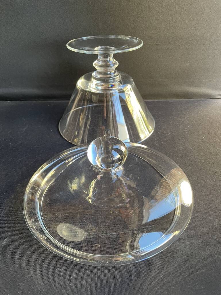 Grand compotier couvert – cristal soufflé uni
