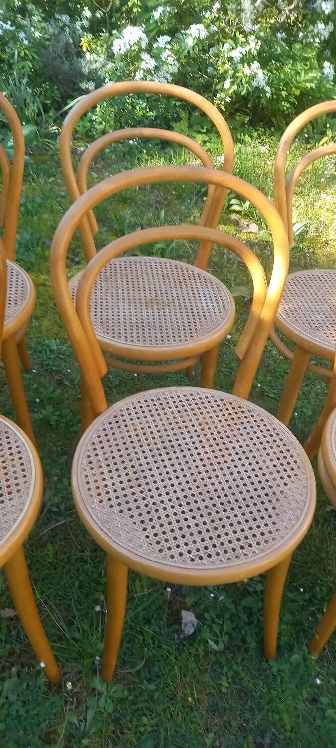 Set of 6 caned bistro chairs