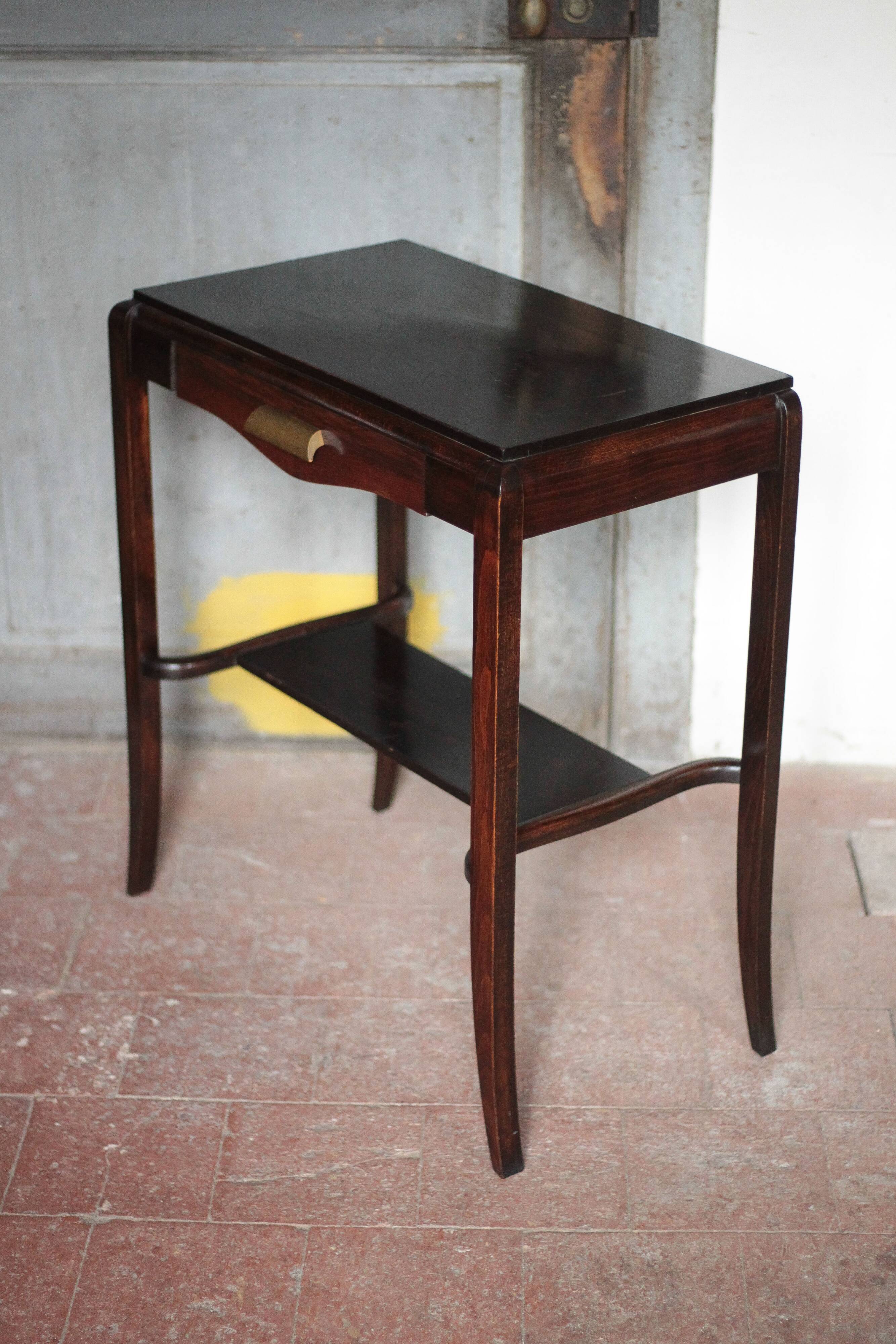 Table vintage, table bois avec 1 tiroir, console art déco, table d'appoint