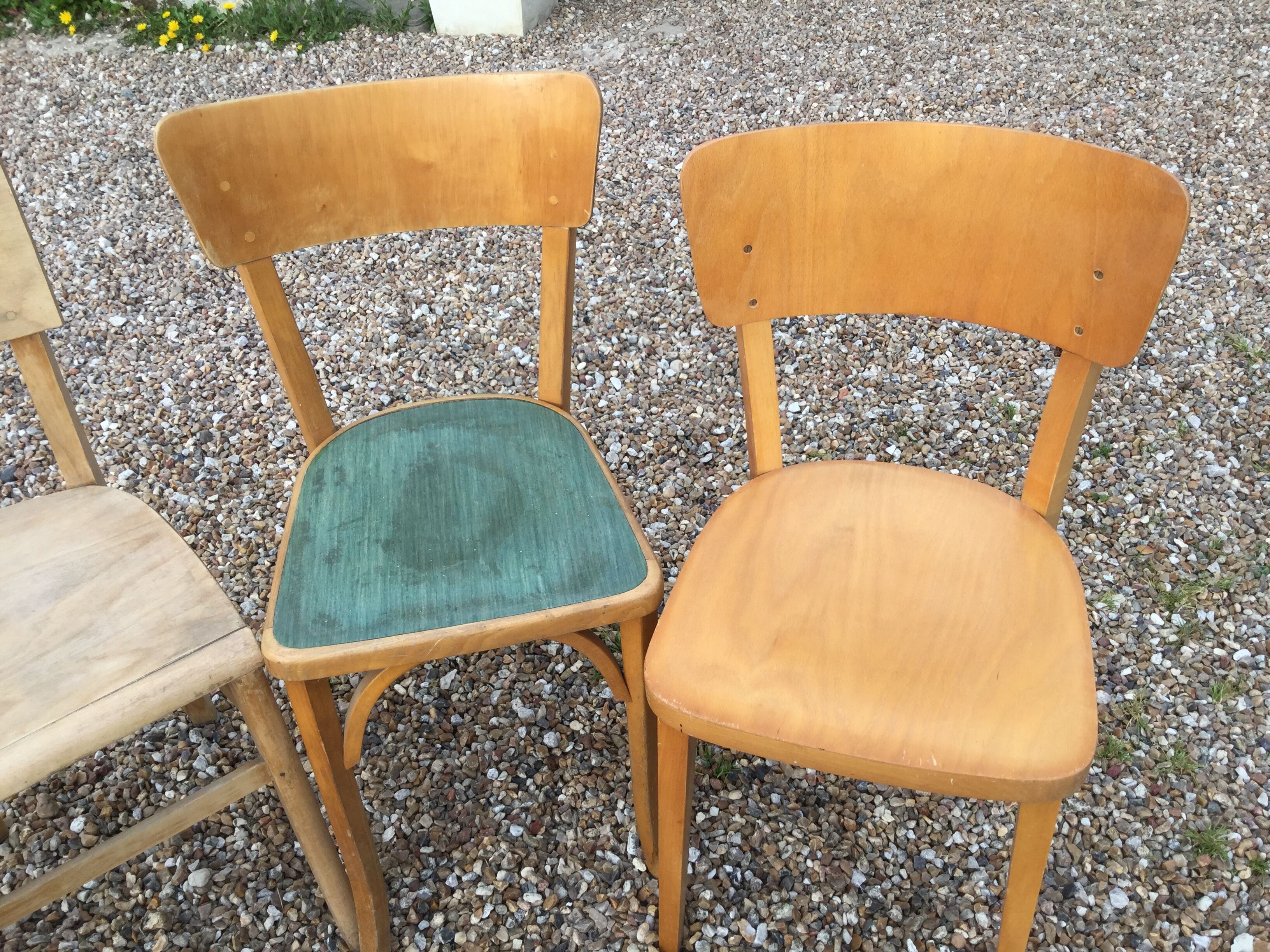 Set of four mismatched Thonet Bauman and Luterma chairs