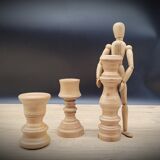 Trio turned wood candlesticks