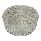 Plafonnier rond wila des années 1970, en verre pressé épais.