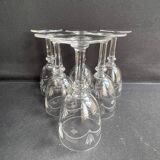 6 White wine or port glasses in blown, cut and engraved crystal