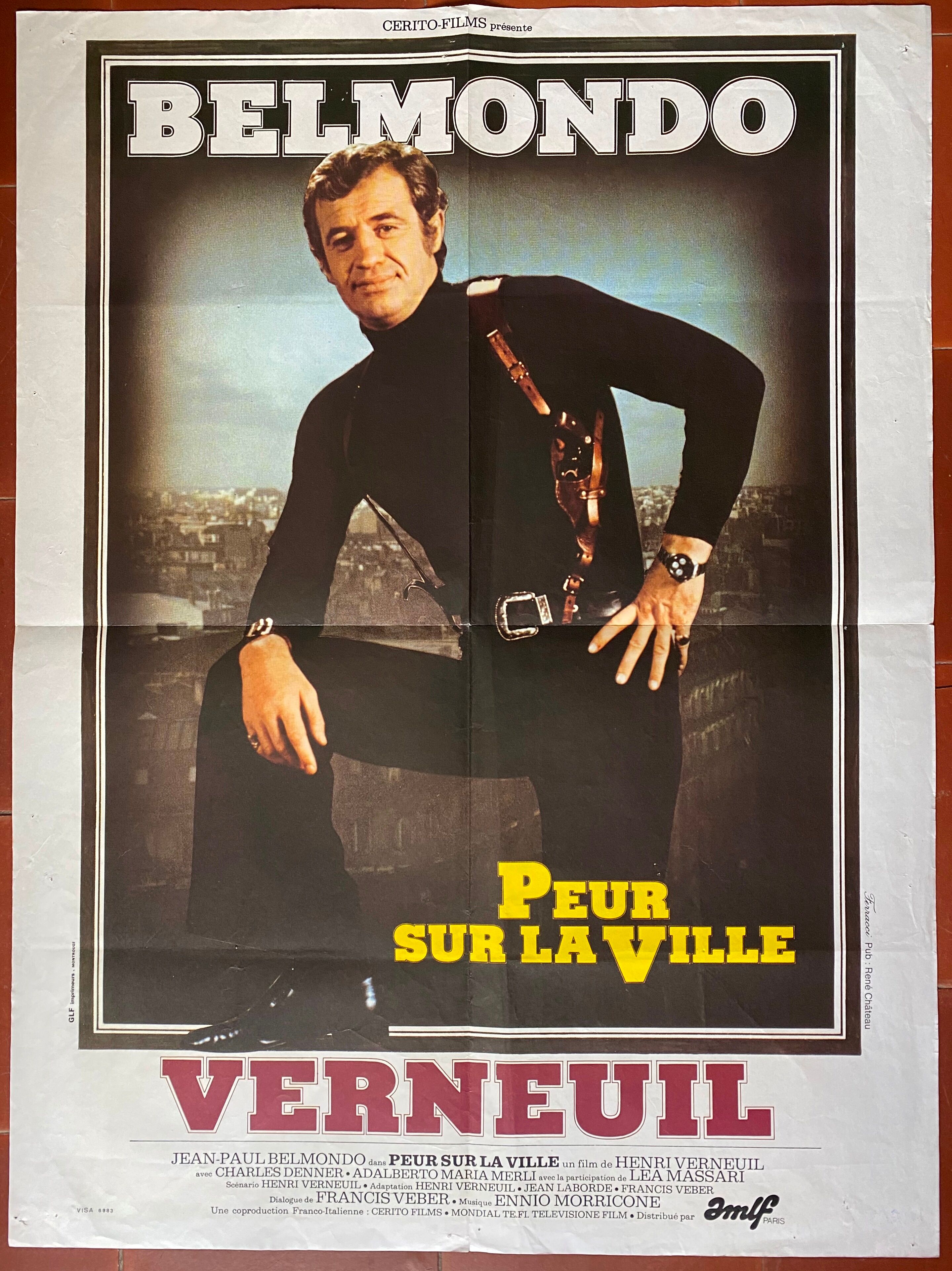 Original cinema poster Fear over the City Jean-Paul Belmondo 1975
