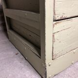 Meuble de rangement table basse en bois et fer vert pastel patiné