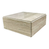 Square travertine coffee table - 1980s